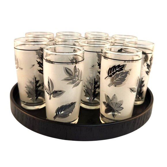 Set Of 4 Vintage Libbey Silver Foliage Juice Glasses 6 Oz Mid-Century Modern Des - Picture 9 of 9